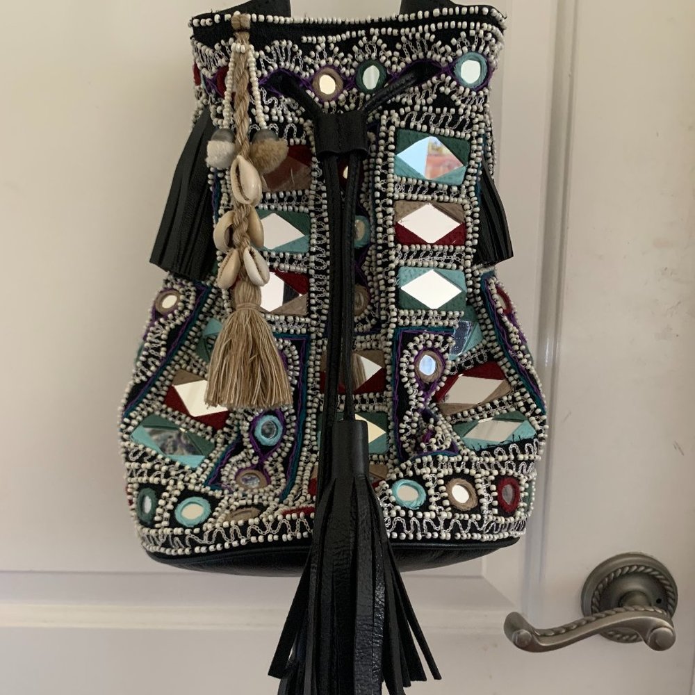 beaded black free people bag